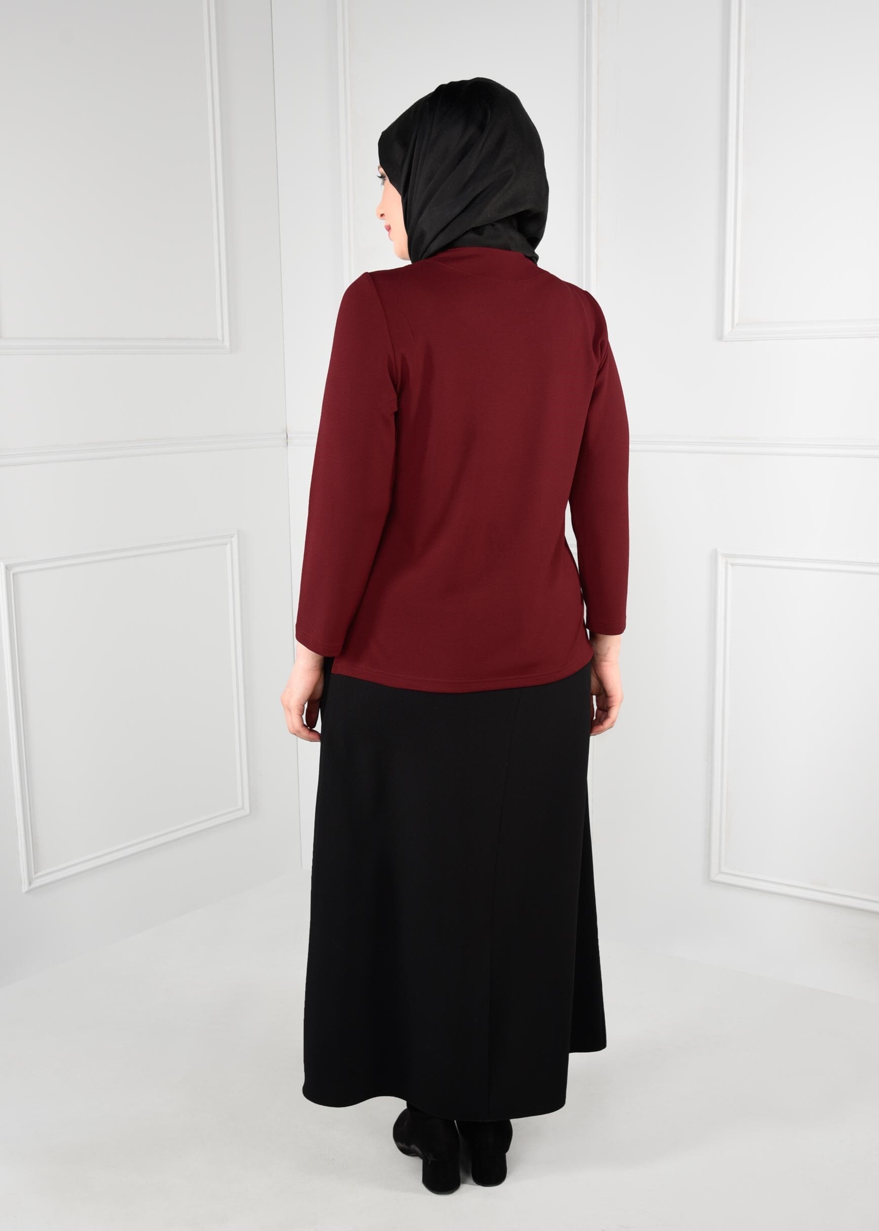 Hijab clothing RED KNIT TOP WITH SLITS 2769