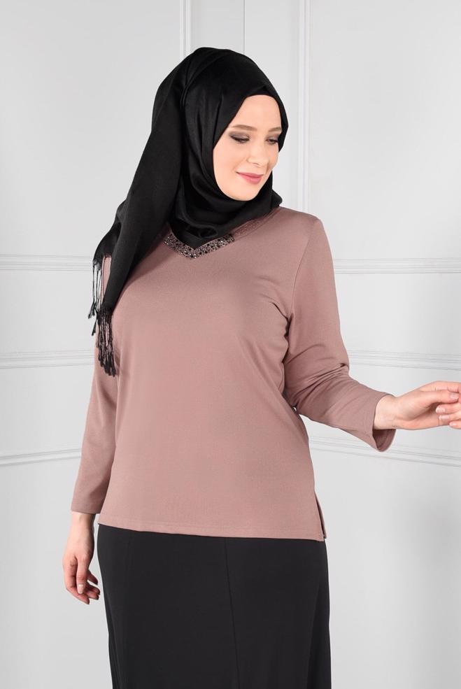 Female powder KNIT TOP WITH SLITS 2769