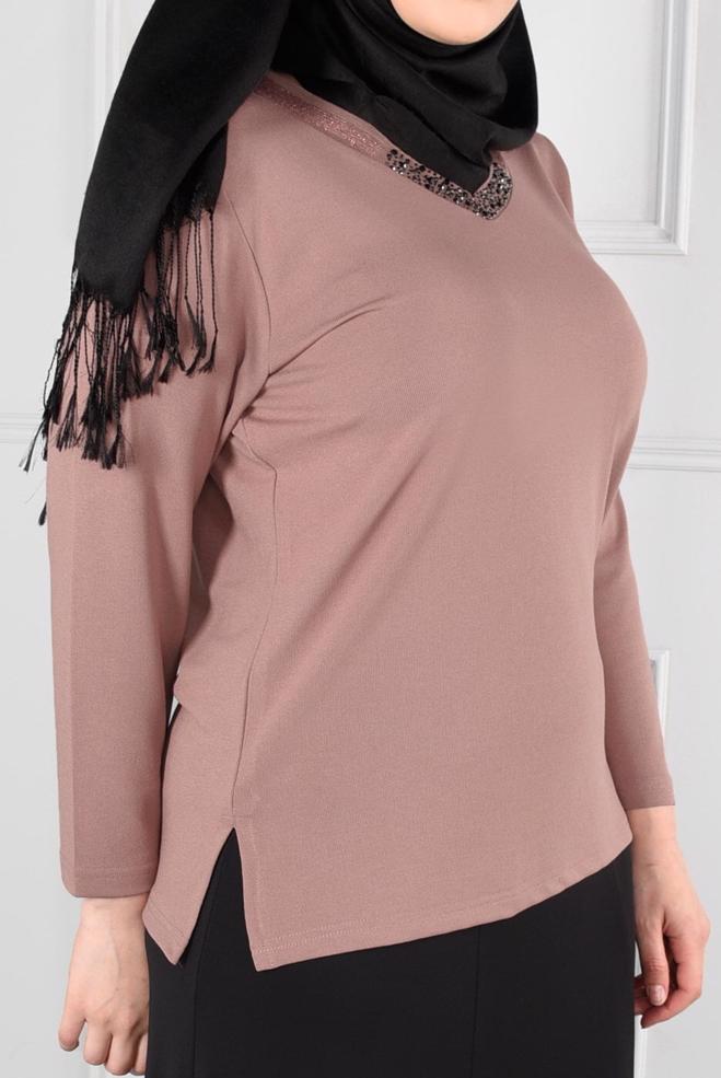 Female powder KNIT TOP WITH SLITS 2769