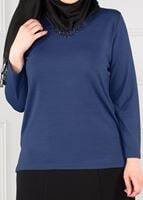 Female Navy blue KNIT TOP WITH SLITS 2769