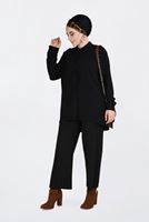 Female black COLLAR BUTTONED BLOUSE 2844 