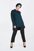 Female green COLLAR BUTTONED BLOUSE 2844 