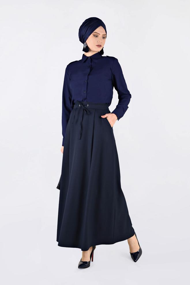 Female Navy blue BUTTONED CLASSIC SHIRT 4761