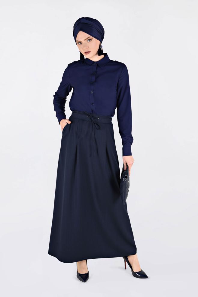 Female Navy blue BUTTONED CLASSIC SHIRT 4761