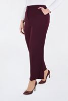 Female claret red BUTTONED WIDE-LEG PANTS 7440 