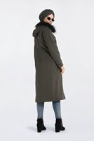 Femelle KAKI MANTEAU AVEC CAPUCHE EN FOURRURE 9761 