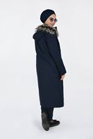 Femelle BLEU MARINE MANTEAU AVEC CAPUCHE EN FOURRURE 9761 
