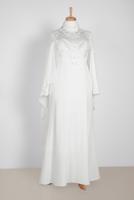 Female white Beaded Chiffon Pelerine Evening Dresses 5515 