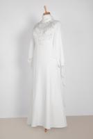 Female white Beaded Chiffon Pelerine Evening Dresses 5515 