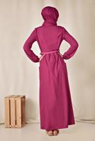 Female FUCHSIA Buttoned Belted Dress 4088