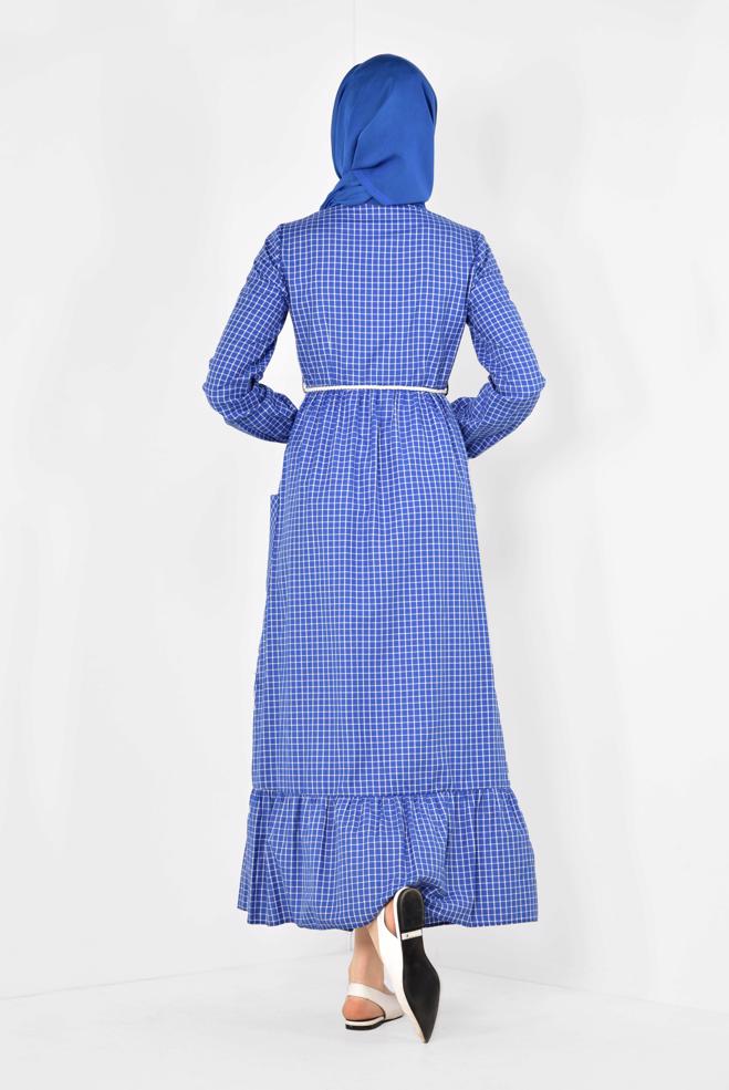 Female Navy blue PLAID DRESS 4995 