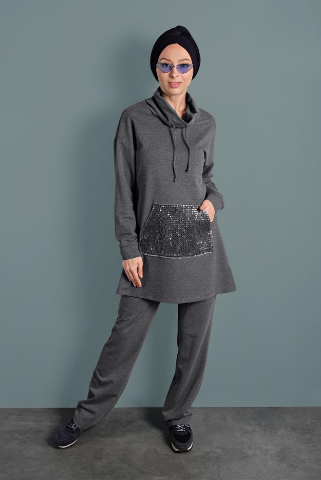 Female Grey SEQUINED TRACKSUIT 40346 