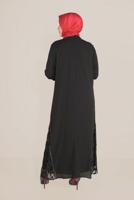 Female black LACE INSET CHIFFON DRESS 20031