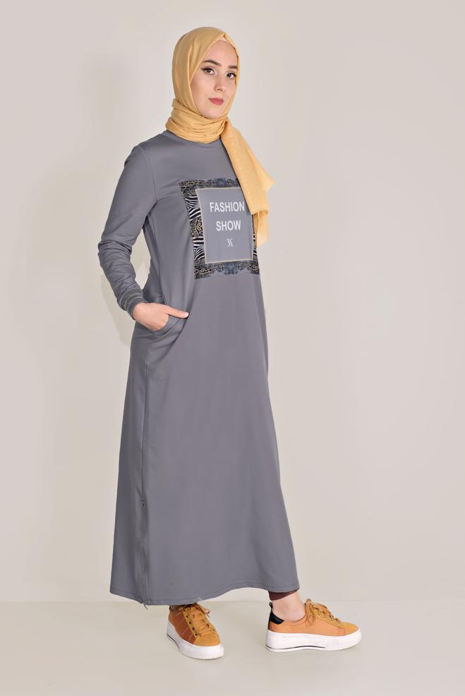 Female Grey WRITING-PRINTING COTTON TRACKSUIT DRESS 40609