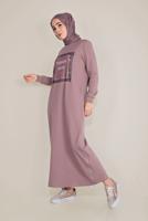 Femelle ROSE ROBE COMME SURVÊTEMENT EN COTON ÉCRITURE IMPRIMÉ 40609