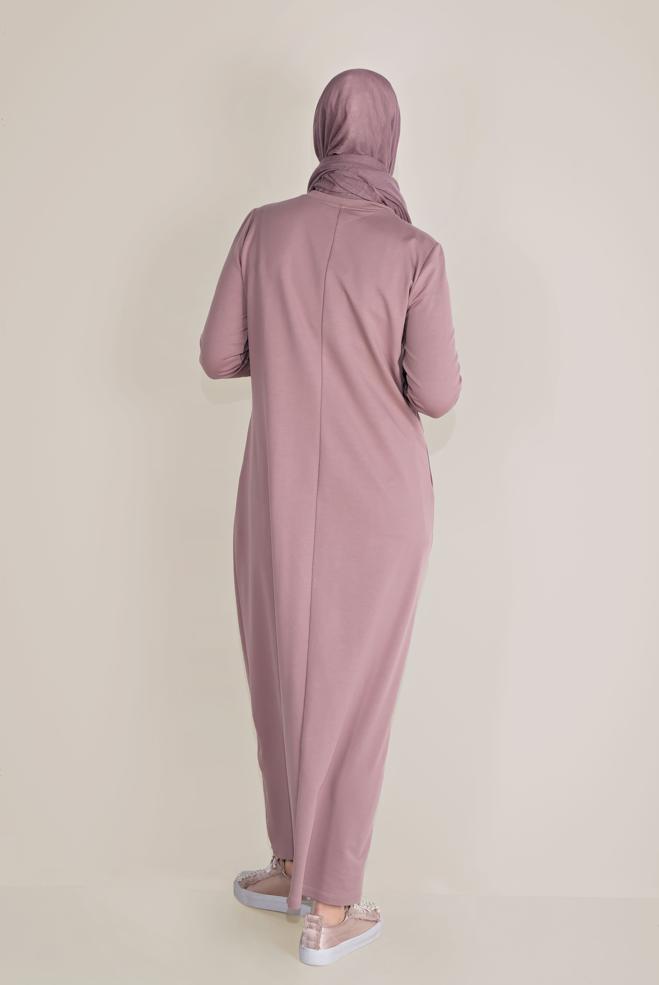 Femelle ROSE ROBE COMME SURVÊTEMENT EN COTON ÉCRITURE IMPRIMÉ 40609