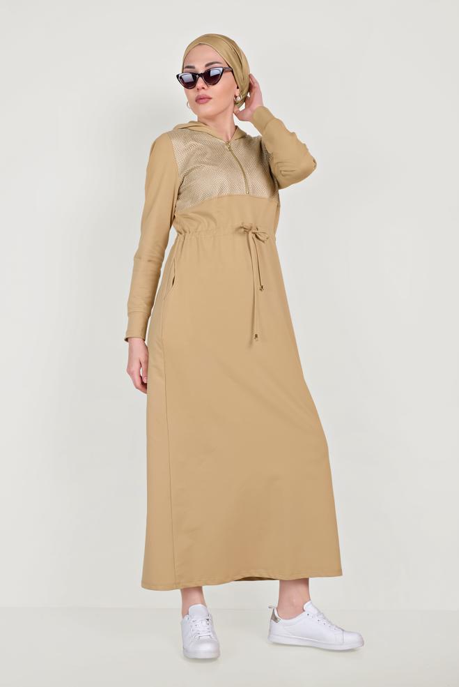 Female beige MESH TRACKSUIT DRESS 40654 