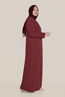 Female claret red EMBROIDERED ZIPPED TOPCOAT 10221 