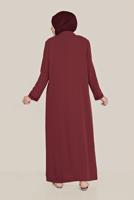 Female claret red EMBROIDERED ZIPPED TOPCOAT 10221 