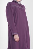 Female purple EMBROIDERED ZIPPED TOPCOAT 10221 