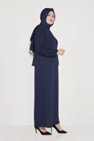Female Navy blue CLASP FRONT JACKET & DRESS SUIT 30041 