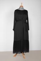 Female black BELTED 2-PIECE DRESS SUIT WITH EMBELLISHED HEM 3552 