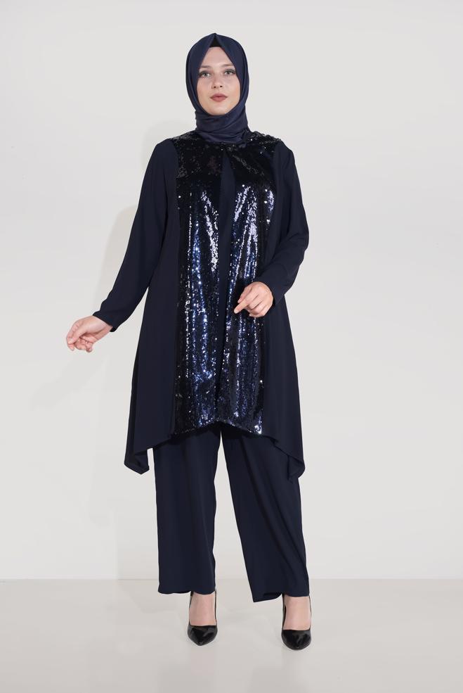 Female Navy blue SEQUINNED SUIT 3549 