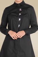 Female black CAT FIGURES EMBROIDERED COTTON TUNIC 40450