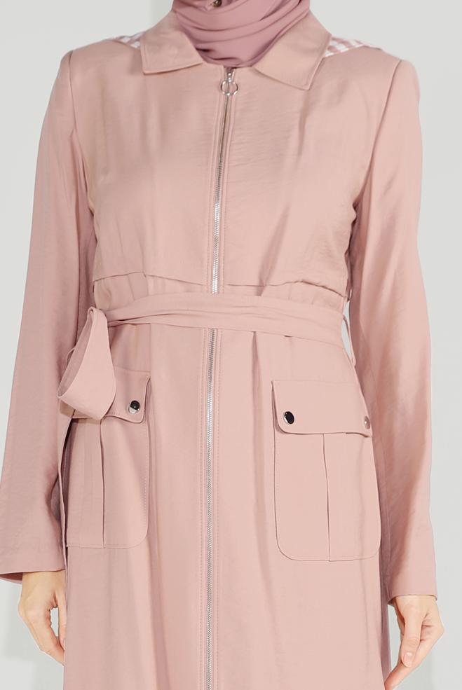 hooded belted trench coat