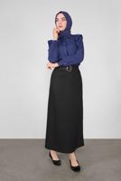 Female Navy blue RUFFLED BUTTONED BLOUSE 41241
