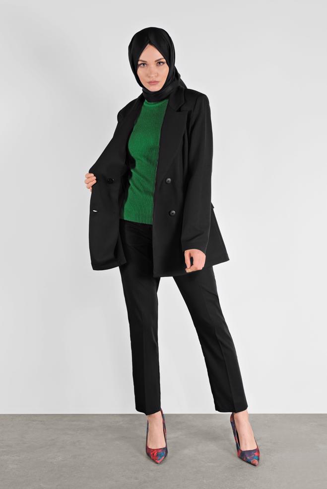 Female black BUTTONED CLASSIC JACKET 41195 