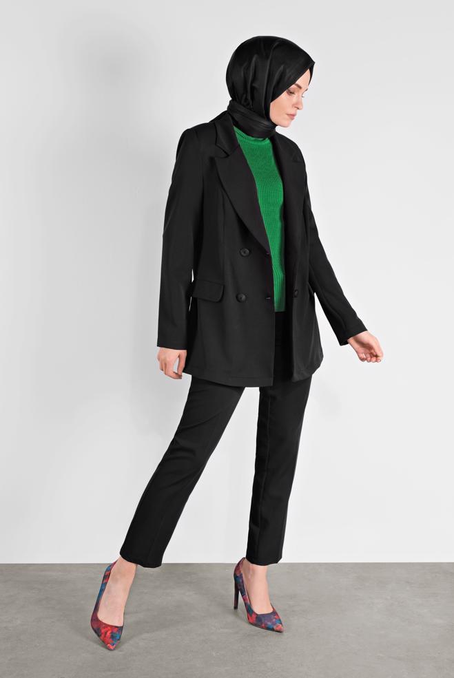Female black BUTTONED CLASSIC JACKET 41195 