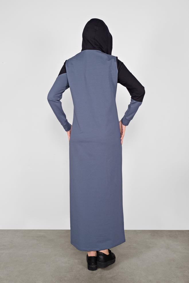 Femelle BLEU MARINE ROBE EN SPORT À CAPUCHE 41158