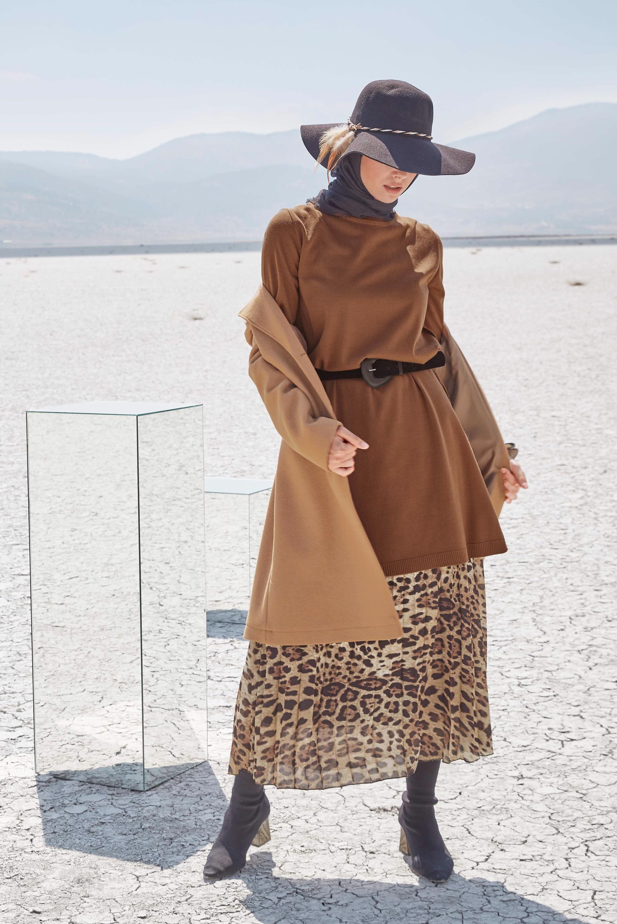 スカート LENINA BEULAH woolen Aline skirt_khaki skirt 22220 TINE Taupe hard voile - Boho-Chic Clothing