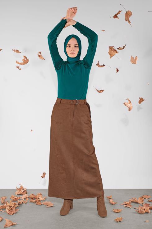 Female  BELTED SUEDE SKIRT 60110