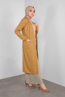 Female yellow BELTED CARDIGAN WITH POCKETS 41265