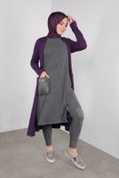 Female purple BELTED CARDIGAN WITH POCKETS 41265