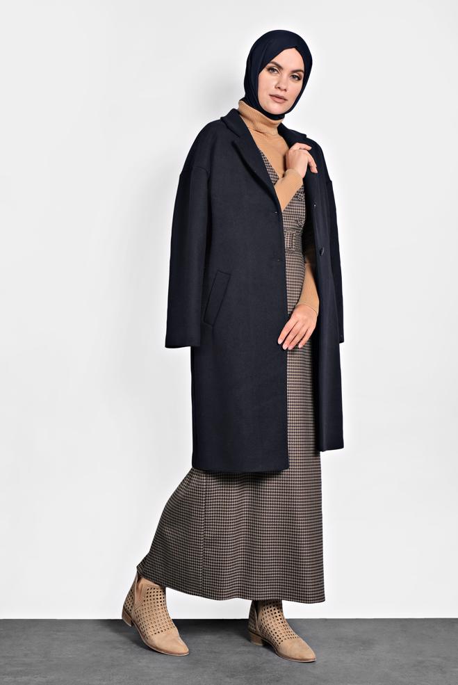 Femelle BLEU MARINE MANTEAU CLASSIQUE 90005