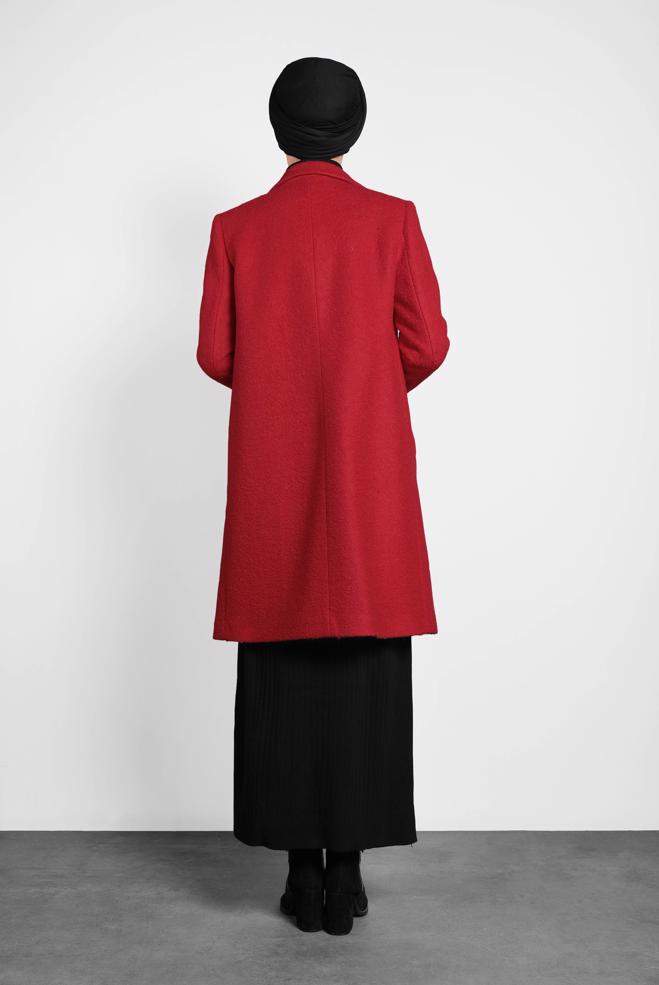 Femelle ROUGE MANTEAU EN FEUTRE CLASSIQUE 90014