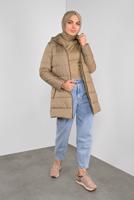 Femelle BEIGE CABAN REMBOURRÉ À CAPUCHE 90134 