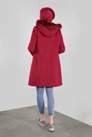 Femelle ROUGE CABAN EN LAINE À CAPUCHE 90176