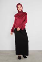 Female red RUFFLED KNIT SWEATER 41025 