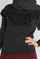 Female black SEQUINED RUFFLED KNIT SWEATER 41026 