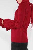 Female red RUFFLED KNIT SWEATER 41086