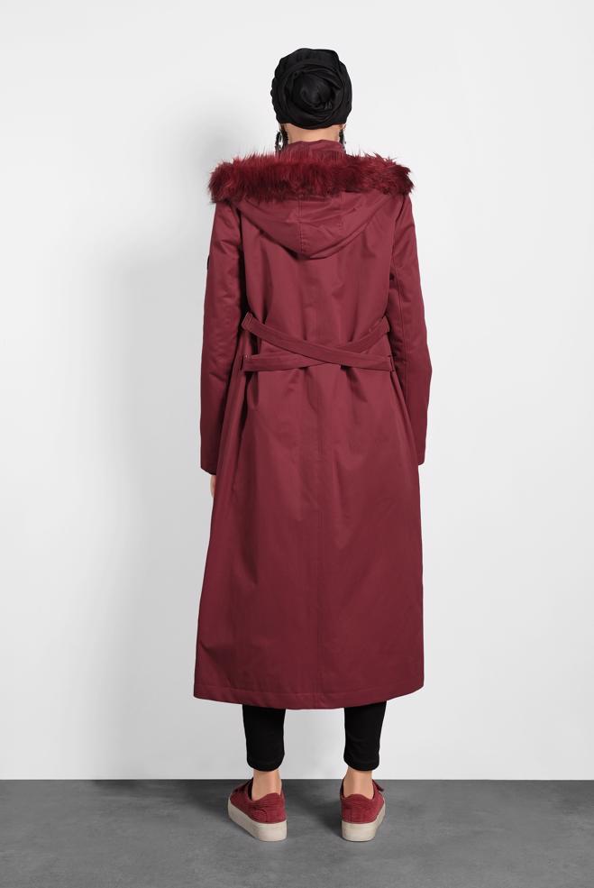 red hooded parka