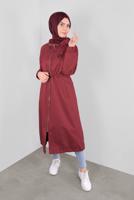 Femelle ROUGE BORDEAUX PARKA TAILLE À SMOCKS 90128 