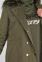Femelle KAKI PARKA À TAILLE-BOULLIONNÉE AVEC CAPUCHE 90133