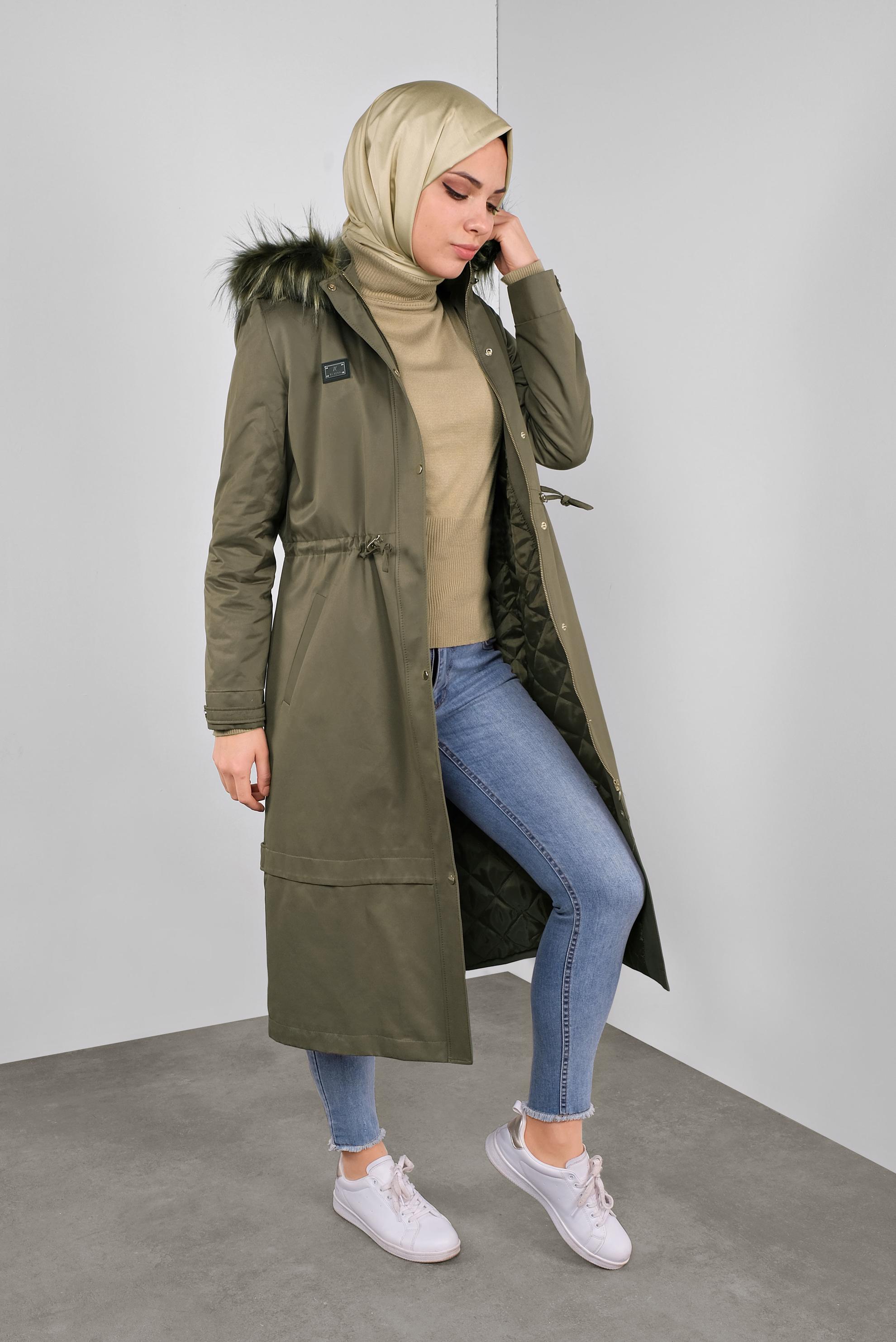 SMOCKED-WAIST PARKA WOMAN HIJAB | ALVİNA