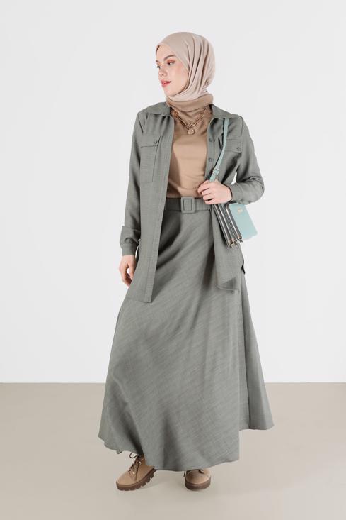 Femelle  COSTUME JUPE 2 PIÈCES AVEC BOUTONNÉ DETAIL POCHE 42165