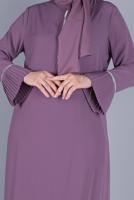 Female purple PLEATED STONE PRINTED DRESS 20059 